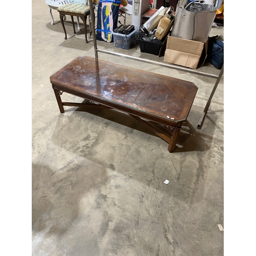 310 - Glass topped long (4ft) coffee table