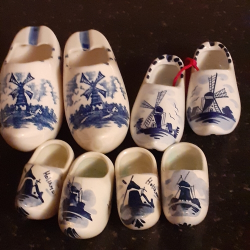 6 - 4 pairs of Delft and other clog ashtrays