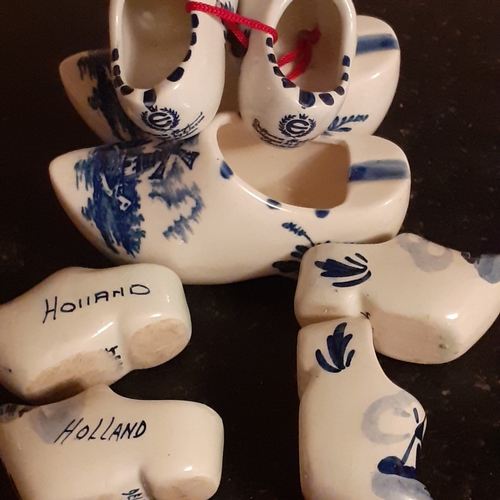 6 - 4 pairs of Delft and other clog ashtrays