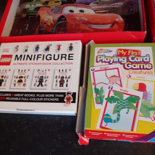 8 - Children's jigsaws and card games collection. Disney pinar cars, top trumps, wimpy kid and others