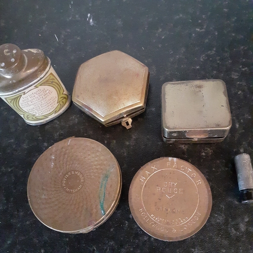 13 - Various vintage possibly antique compacts including max factor, potter and Moore, houbigant and othe... 