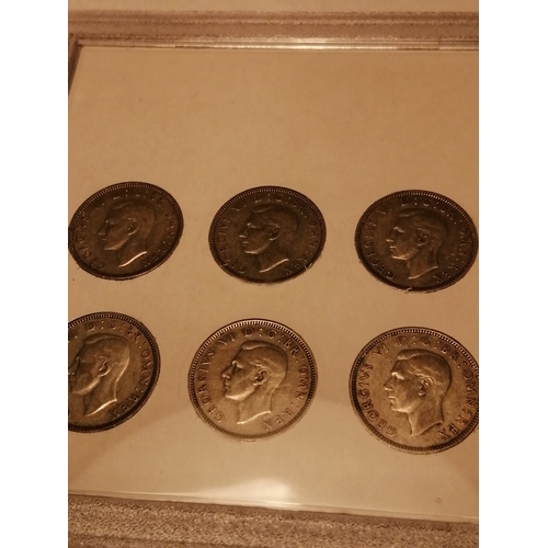 34A - Complete set of George VI English shillings 1937 to 1946 (10 coins)