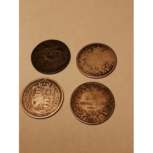 36A - Collection of 10 Victorian silver coins : 4 x 3d 1874,1882, 1891 and 1900 2 x 6d 1881 and 1891 and 4... 