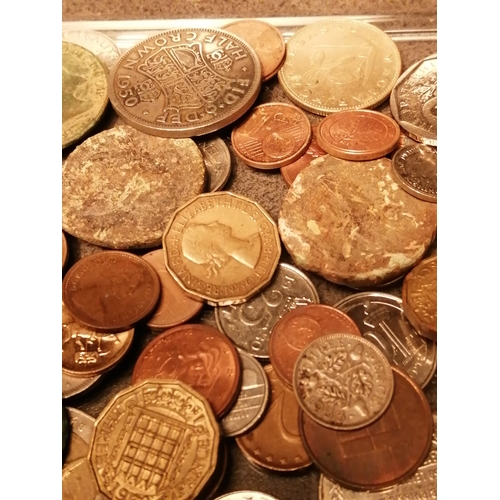 39A - Huge container of mixed coinage (approx 12 inches x 12 inches) Silver noted