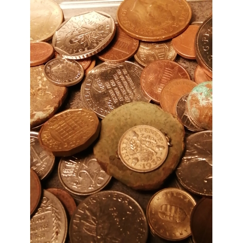 39A - Huge container of mixed coinage (approx 12 inches x 12 inches) Silver noted