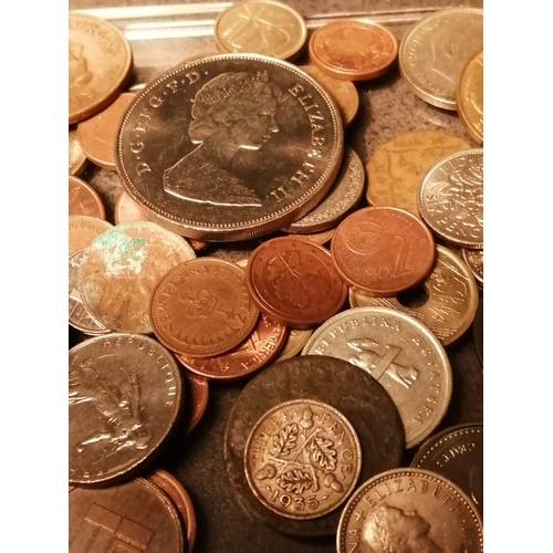 39A - Huge container of mixed coinage (approx 12 inches x 12 inches) Silver noted