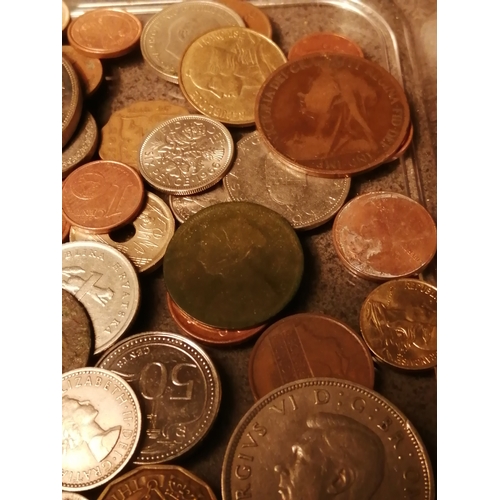 39A - Huge container of mixed coinage (approx 12 inches x 12 inches) Silver noted