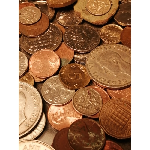 39A - Huge container of mixed coinage (approx 12 inches x 12 inches) Silver noted