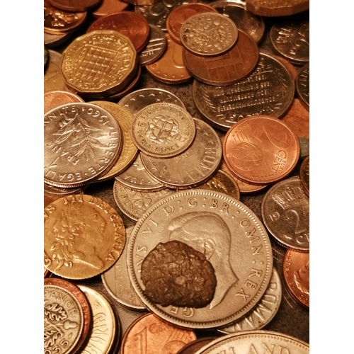 39A - Huge container of mixed coinage (approx 12 inches x 12 inches) Silver noted