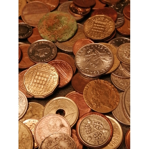 39A - Huge container of mixed coinage (approx 12 inches x 12 inches) Silver noted