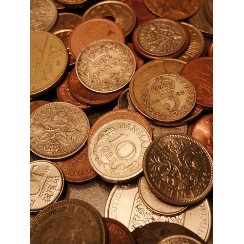 39A - Huge container of mixed coinage (approx 12 inches x 12 inches) Silver noted