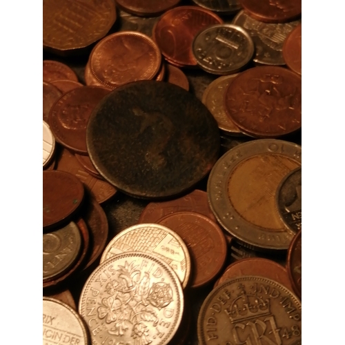 39A - Huge container of mixed coinage (approx 12 inches x 12 inches) Silver noted