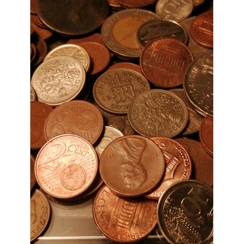 39A - Huge container of mixed coinage (approx 12 inches x 12 inches) Silver noted