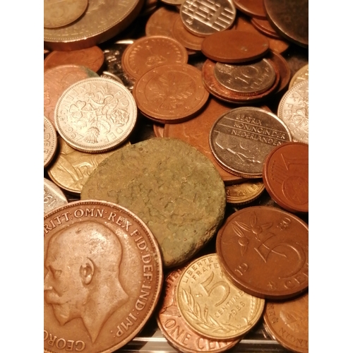 39A - Huge container of mixed coinage (approx 12 inches x 12 inches) Silver noted