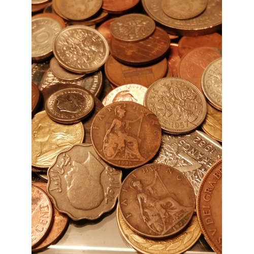 39A - Huge container of mixed coinage (approx 12 inches x 12 inches) Silver noted