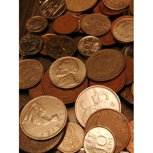 39A - Huge container of mixed coinage (approx 12 inches x 12 inches) Silver noted