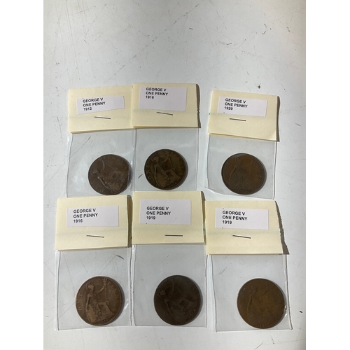 39 - 6x George V one penny coins