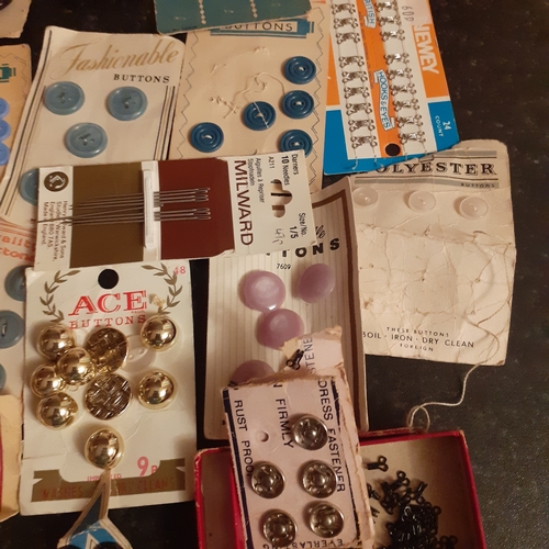 26 - Collection of vintage buttons, eyelets, elastics etc on original cards