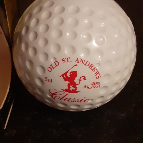 18 - Golf ball shaped miniature containing Old St. Andrew whisky. Includes original box