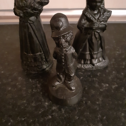 20 - Vintage British Coal figures. 2 Welsh ladies and a policeman.