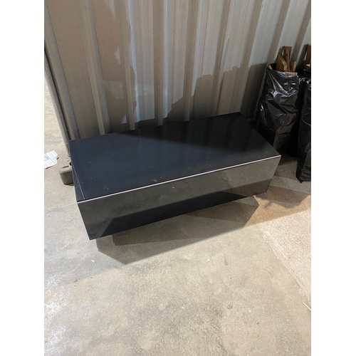 293 - Black glass shelving TV sideboard unit