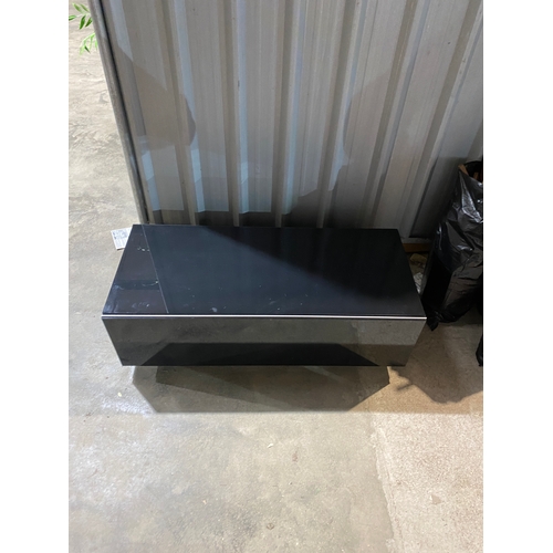 293 - Black glass shelving TV sideboard unit