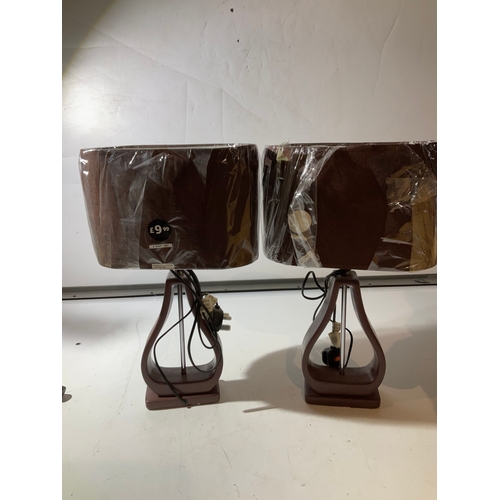 298 - 2x matching brown table lamps- as new