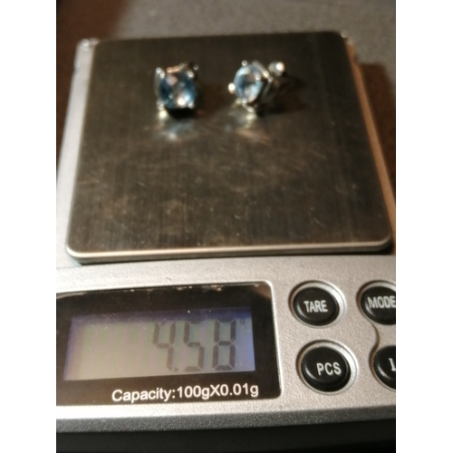 21A - Silver earrings with light blue gemstones 4.58 grams