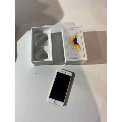 41 - Apple iPhone 6s, 16GB, A1688 in gold with box - reset ready for use