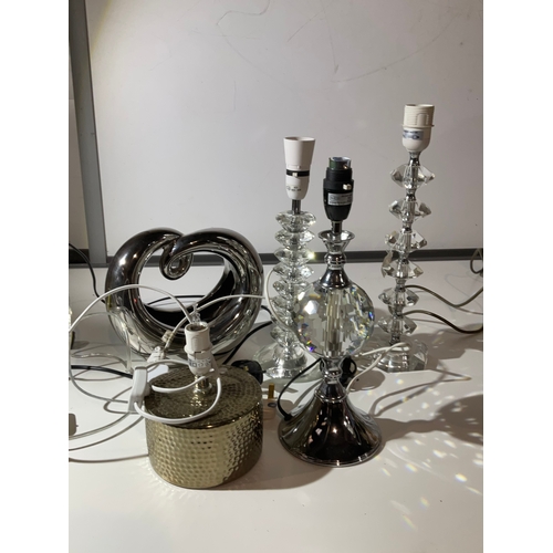 319 - 5 silver and clear table lamps