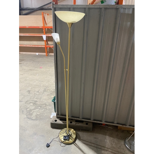 214 - Brass effect 2 armed floor lamp