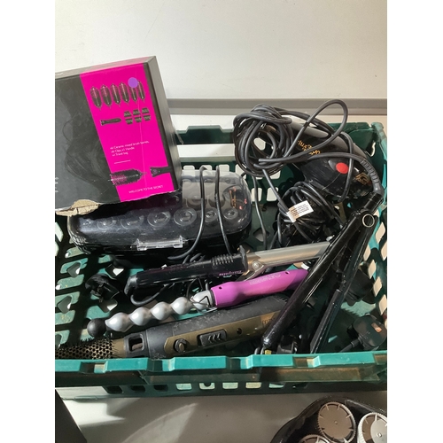 369 - Collection of hair appliances incl mark hill and Phil smith hot rollers, hairdryer, curling wands et... 