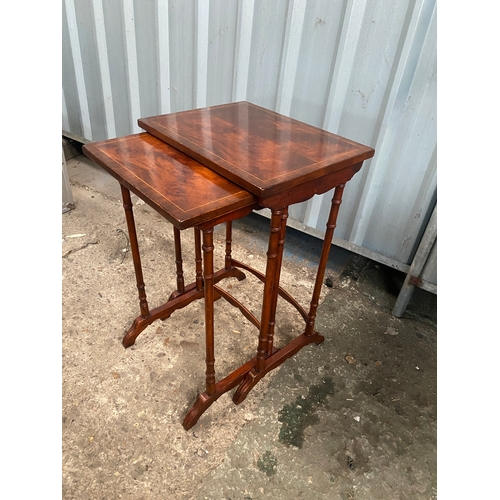 273 - Vintage faux bamboo mahogany pair of nesting tables