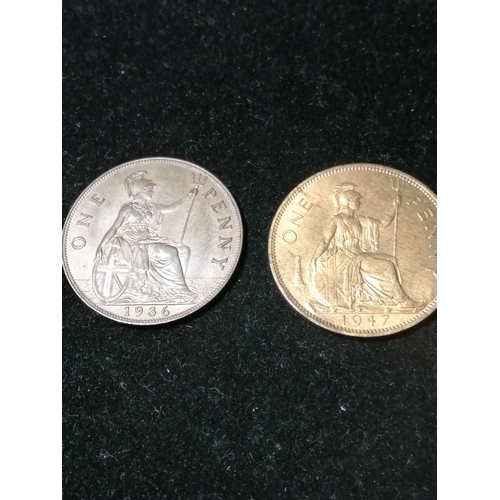 30A - 1936 and 1947 pennies Both in about mint condition with lustre