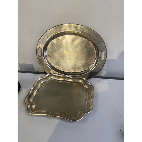 234 - 2x large metal effect serving trays