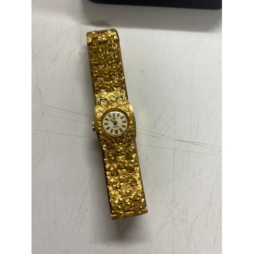 27B - Regency jewelled lever gold metal watch