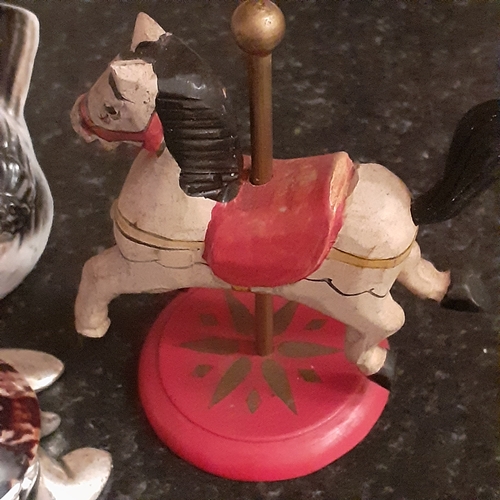 5 - Various animal themed small ornaments including Argento 925 turtle, vintage rocking horse, metal dol... 