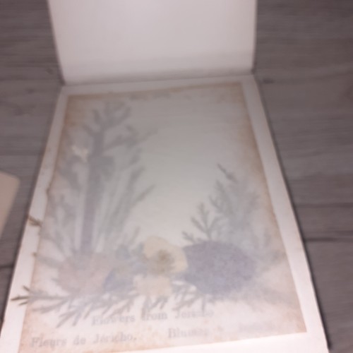 23 - Antique flower press book, Jerusalem and flower press cards. Original tracing paper and in good cond... 