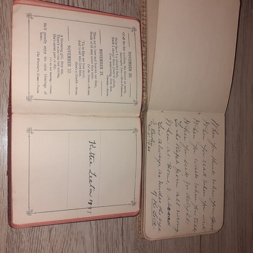 24 - Antique early 1900s note book and birthday book. Handwritten quotes, poems and dittys