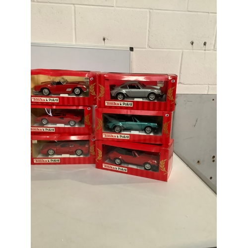 188 - 9x Tonka Pilistil 1:16 scales inc Ferrari GTO, Porsche 911 Turbo & Ferrari California