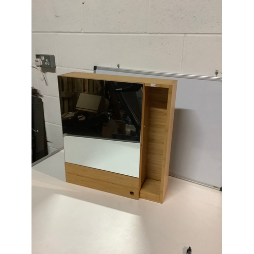 261 - Bamboo bathroom shelving mirrored cabinet