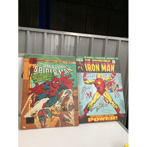 427 - Iron Man & Spider-Man canvas prints - 80x60cm