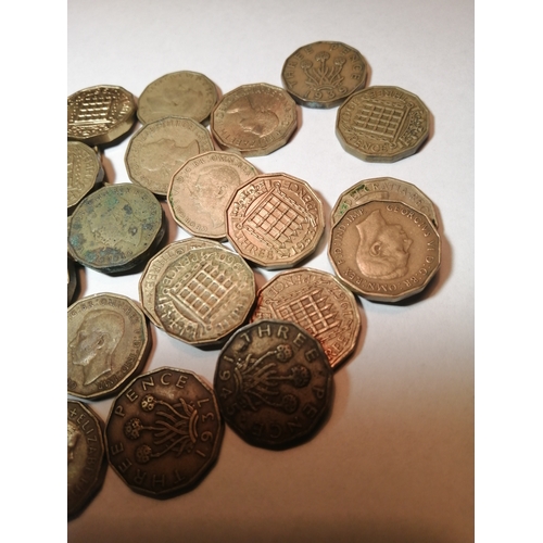 30A - Collection of 30 brass threepenny bits