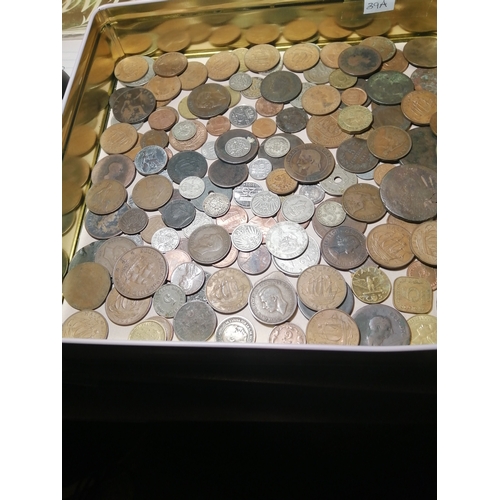 39A - Large tin of mixed coinage (silver noted)