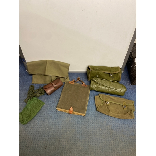 122 - Various military items inc inflatable pillow, mattress & other items