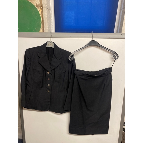 134 - Original women’s US utility suit complete with shoes, skirt, cap & jacket