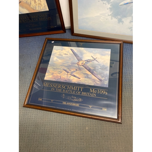 140 - Hawker hurricane 50th anniversary, Messerschmitt 50th anniversary & signed Coulson painting print