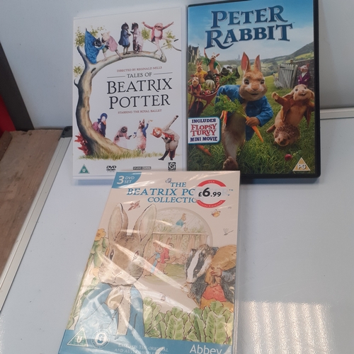 22 - Beatrix Potter DVD x 3. One new in wrapper