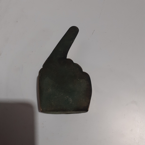 25 - Brass hand pointing finger. Approx 5
