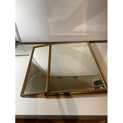 64 - 2x gold gilted mirrors - large one is 1mx70cm